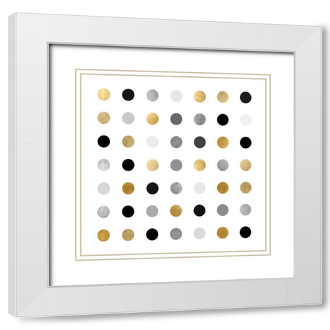 Circle Seven Gold Silver White Modern Wood Framed Art Print with Double Matting by Langdon, Karl