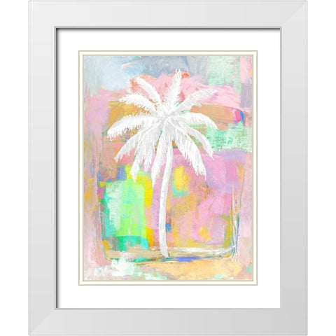 Abstract Pastel Palm White Modern Wood Framed Art Print with Double Matting by Blake, Madeline