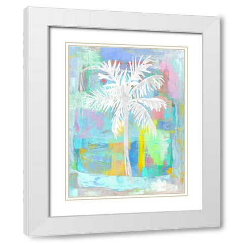 Abstract Palm Aqua White Modern Wood Framed Art Print with Double Matting by Blake, Madeline