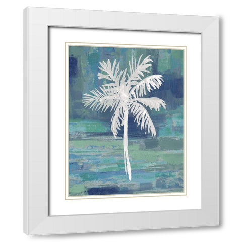 Abstract Palm Blue I White Modern Wood Framed Art Print with Double Matting by Blake, Madeline