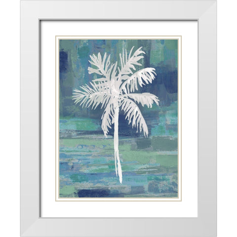 Abstract Palm Blue I White Modern Wood Framed Art Print with Double Matting by Blake, Madeline