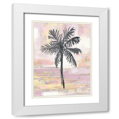 Abstract Palm Pink Blush White Modern Wood Framed Art Print with Double Matting by Blake, Madeline