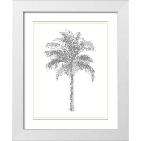 Palm Gray II White Modern Wood Framed Art Print with Double Matting by Blake, Madeline