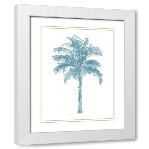 Palm Aqua II White Modern Wood Framed Art Print with Double Matting by Blake, Madeline