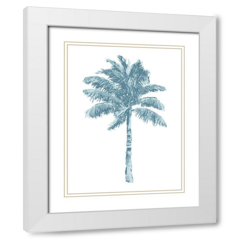 Palm Aqua I White Modern Wood Framed Art Print with Double Matting by Blake, Madeline