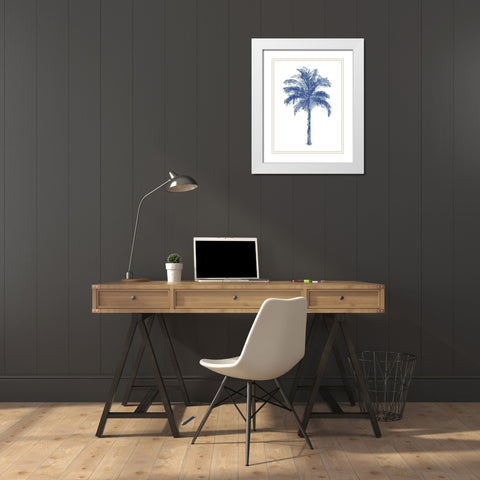 Palm Blue II White Modern Wood Framed Art Print with Double Matting by Blake, Madeline