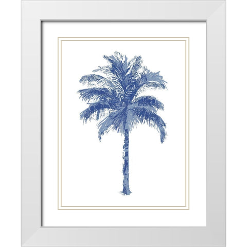 Palm Blue II White Modern Wood Framed Art Print with Double Matting by Blake, Madeline