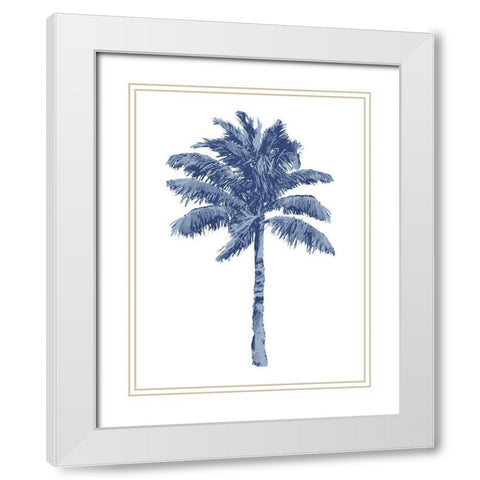 Palm Blue I White Modern Wood Framed Art Print with Double Matting by Blake, Madeline