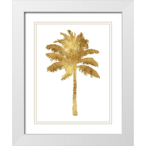 Palm Gold I White Modern Wood Framed Art Print with Double Matting by Blake, Madeline