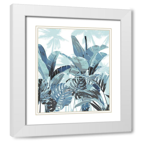 Palm Forest Blue II White Modern Wood Framed Art Print with Double Matting by Blake, Madeline