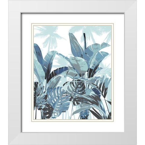 Palm Forest Blue II White Modern Wood Framed Art Print with Double Matting by Blake, Madeline