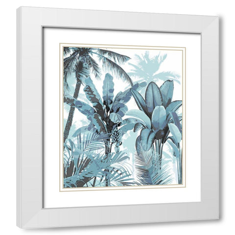 Palm Forest Blue I White Modern Wood Framed Art Print with Double Matting by Blake, Madeline