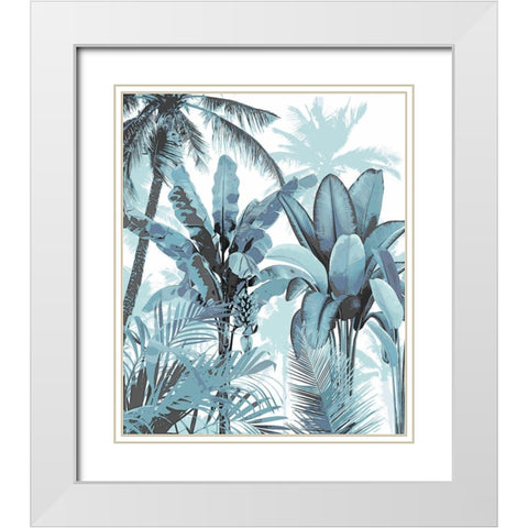 Palm Forest Blue I White Modern Wood Framed Art Print with Double Matting by Blake, Madeline