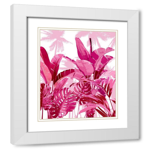 Palm Forest Pink II White Modern Wood Framed Art Print with Double Matting by Blake, Madeline