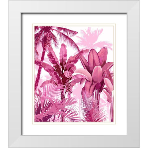 Palm Forest Pink I White Modern Wood Framed Art Print with Double Matting by Blake, Madeline