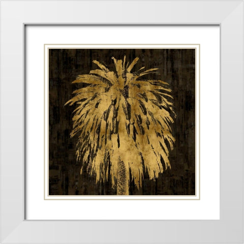 Palms In Gold I White Modern Wood Framed Art Print with Double Matting by Bennett, Kate