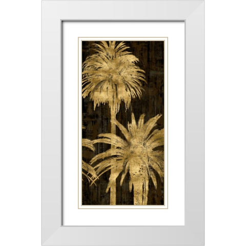 Golden Palms Panel II White Modern Wood Framed Art Print with Double Matting by Bennett, Kate