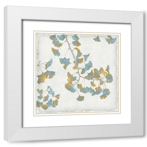 Ginko Branches I White Modern Wood Framed Art Print with Double Matting by Bennett, Kate