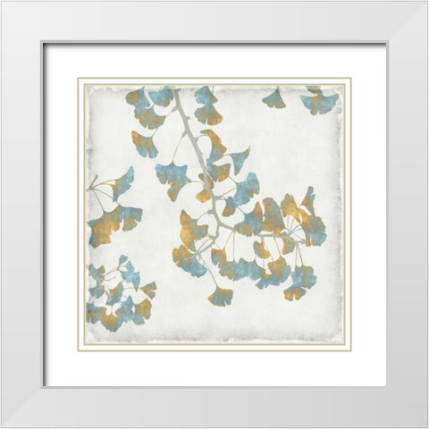 Ginko Branches I White Modern Wood Framed Art Print with Double Matting by Bennett, Kate