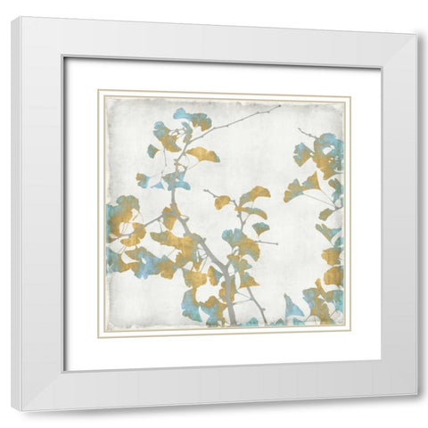 Ginko Branches II White Modern Wood Framed Art Print with Double Matting by Bennett, Kate