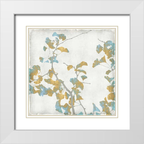 Ginko Branches II White Modern Wood Framed Art Print with Double Matting by Bennett, Kate