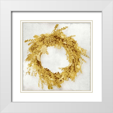 Golden Wreath II White Modern Wood Framed Art Print with Double Matting by Bennett, Kate