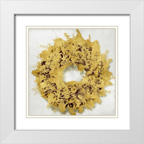 Golden Wreath III White Modern Wood Framed Art Print with Double Matting by Bennett, Kate