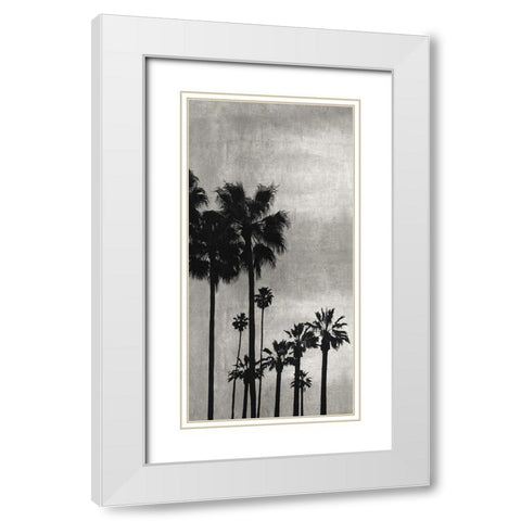 Palm Silhouette on Silver I White Modern Wood Framed Art Print with Double Matting by Bennett, Kate