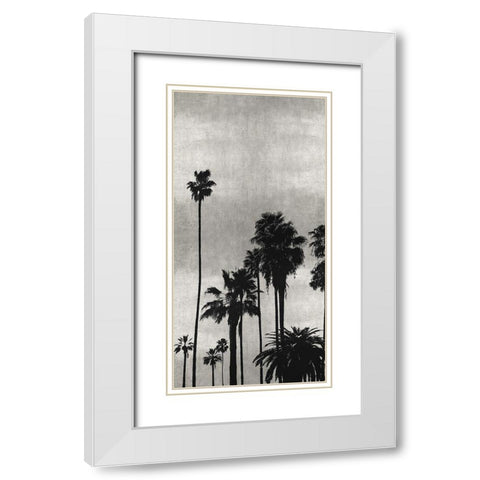Palm Silhouette on Silver II White Modern Wood Framed Art Print with Double Matting by Bennett, Kate
