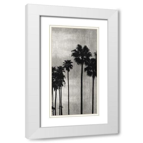 Palm Silhouette on Silver III White Modern Wood Framed Art Print with Double Matting by Bennett, Kate
