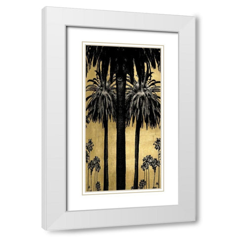 Palms with Gold I White Modern Wood Framed Art Print with Double Matting by Bennett, Kate