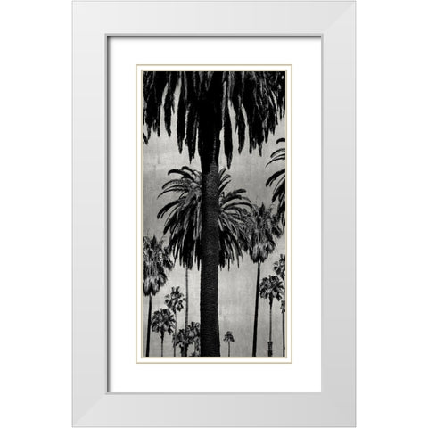 Palms with Silver I White Modern Wood Framed Art Print with Double Matting by Bennett, Kate