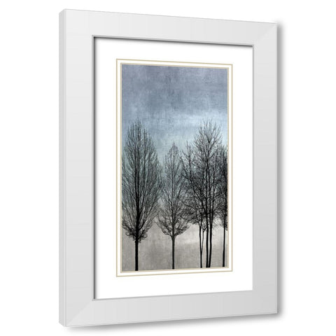 Tree Silhouette I White Modern Wood Framed Art Print with Double Matting by Bennett, Kate