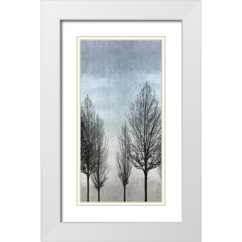 Tree Silhouette II White Modern Wood Framed Art Print with Double Matting by Bennett, Kate