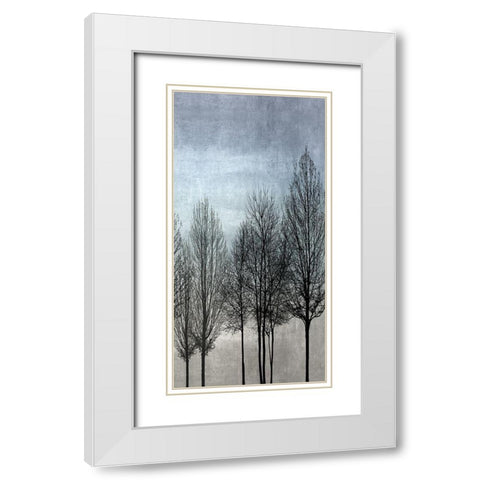 Tree Silhouette III White Modern Wood Framed Art Print with Double Matting by Bennett, Kate