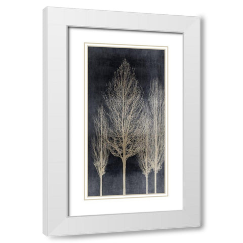 Silver Tree Silhoutte II White Modern Wood Framed Art Print with Double Matting by Bennett, Kate