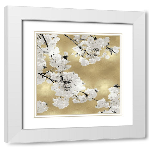 Blossoms on Gold III White Modern Wood Framed Art Print with Double Matting by Bennett, Kate