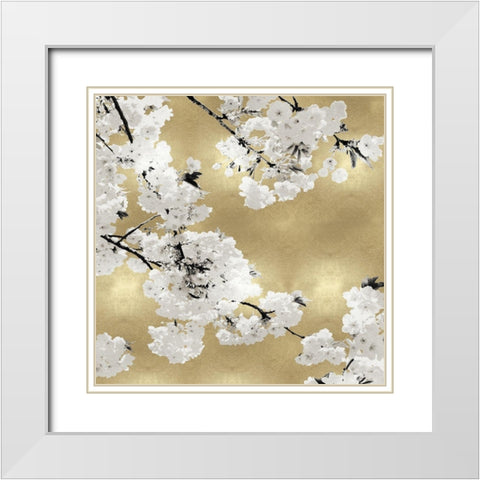 Blossoms on Gold III White Modern Wood Framed Art Print with Double Matting by Bennett, Kate