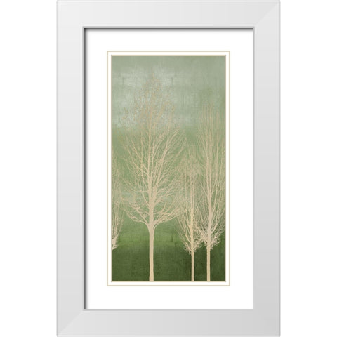 Trees on Green Panel II White Modern Wood Framed Art Print with Double Matting by Bennett, Kate