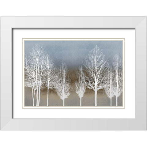 Trees on Brown and Blue White Modern Wood Framed Art Print with Double Matting by Bennett, Kate