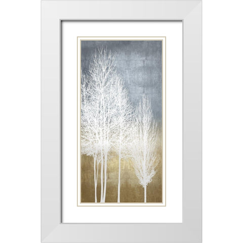 Trees on Gold Panel I White Modern Wood Framed Art Print with Double Matting by Bennett, Kate