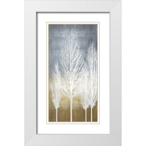 Trees on Gold Panel II White Modern Wood Framed Art Print with Double Matting by Bennett, Kate