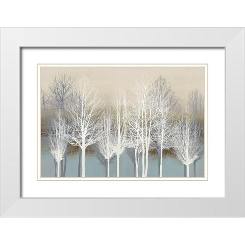 Trees on Aqua White Modern Wood Framed Art Print with Double Matting by Bennett, Kate