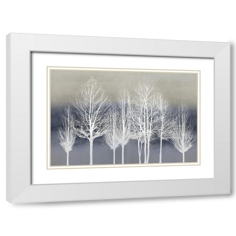 Trees on Blue White Modern Wood Framed Art Print with Double Matting by Bennett, Kate