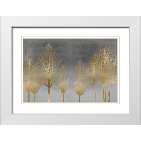 Gold Forest on Gray White Modern Wood Framed Art Print with Double Matting by Bennett, Kate