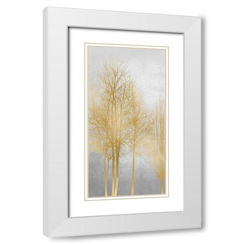 Gold Tree Panel II White Modern Wood Framed Art Print with Double Matting by Bennett, Kate