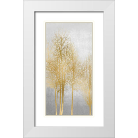 Gold Tree Panel II White Modern Wood Framed Art Print with Double Matting by Bennett, Kate