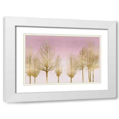 Gold Forest on Pink White Modern Wood Framed Art Print with Double Matting by Bennett, Kate