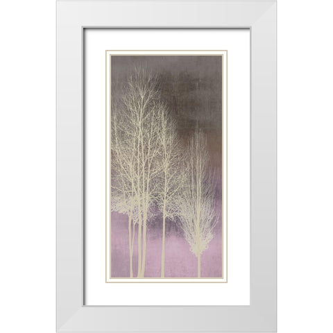 Trees on Pink Panel I White Modern Wood Framed Art Print with Double Matting by Bennett, Kate
