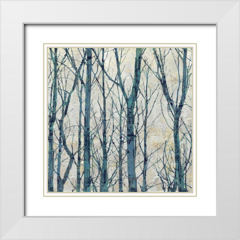 Through The Trees - Blue I White Modern Wood Framed Art Print with Double Matting by Webster, Kyle